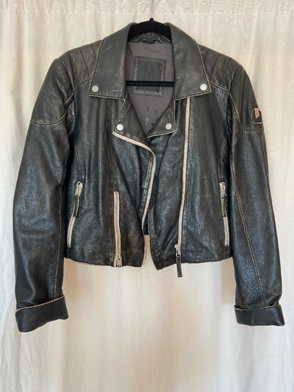 Mauritius Black Leather Jacket- Size 10